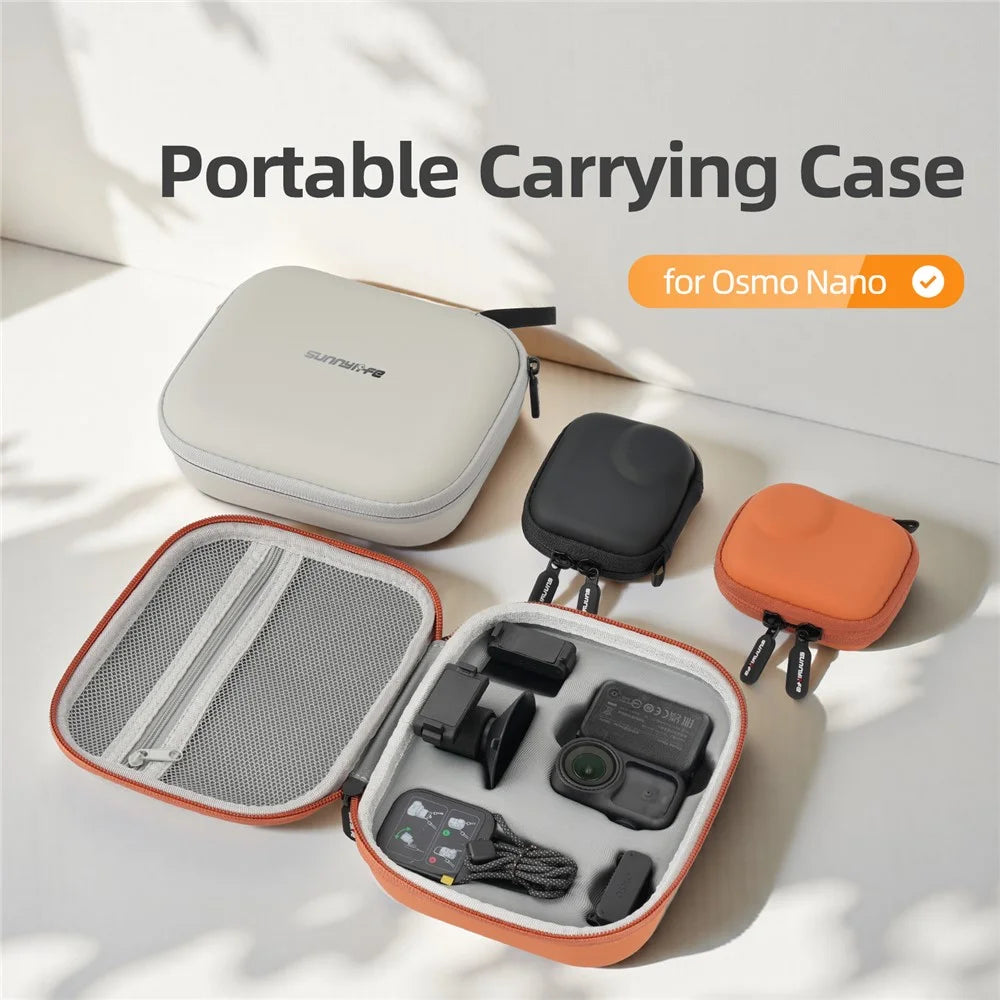 SUNNYLIFE ON-B0101 For DJI Osmo Nano Action Camera Case Portable Leather EVA Storage Bag with Carabiner - Orange - 5
