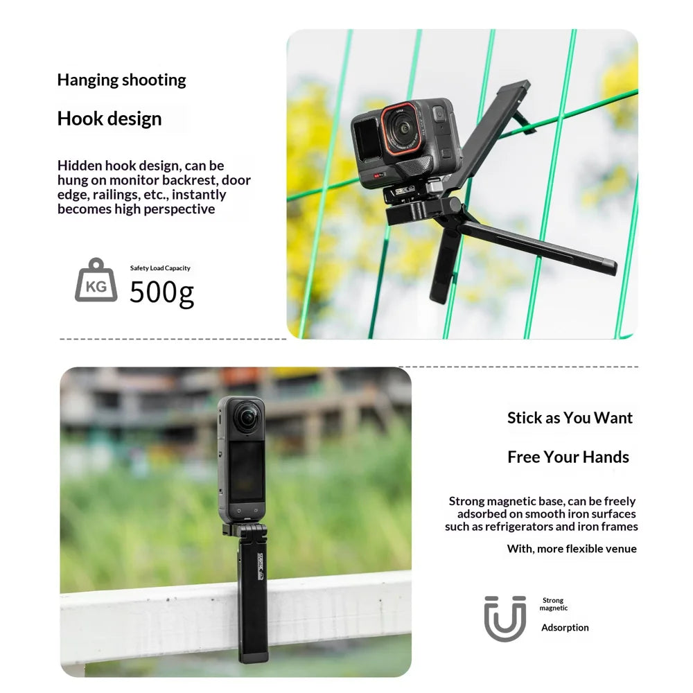 STARTRC Universal Action Camera Mount Aluminum Alloy Magnetic Folding Tripod Stand with 1/4 Screw - 5