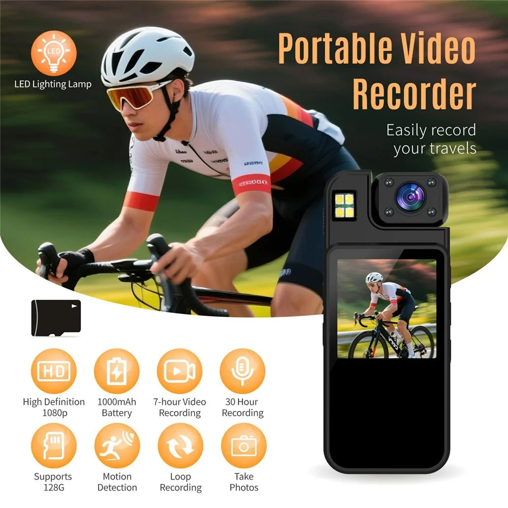 M12 Portable Body Camera with Back Clip Night Vision 4K Video Recorder for Outdoor Cycling (without TF Card) - Black - 3