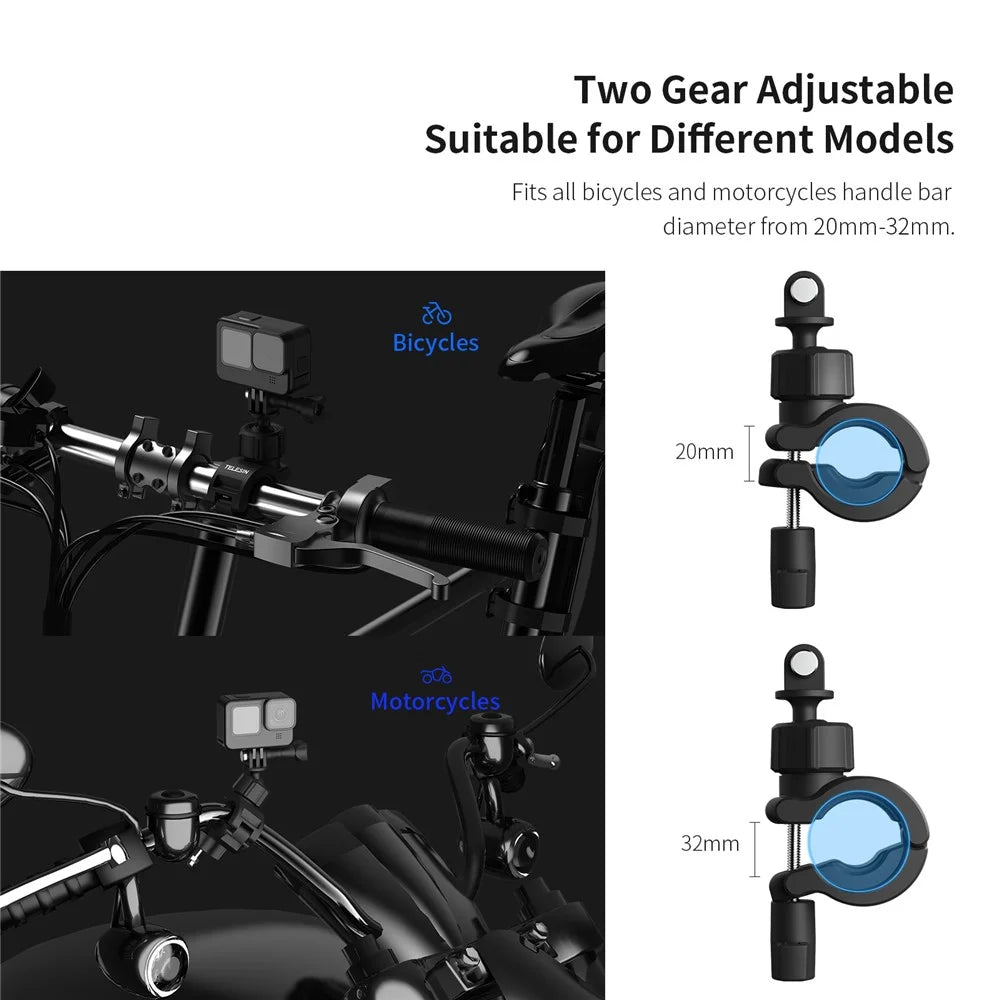 TELESIN DJ-HBM-001 360° Rotation Holder Bike Bicycle Motorcycle Handlebar Mount for GoPro Insta360 Osmo Action Mobile Phone - 4