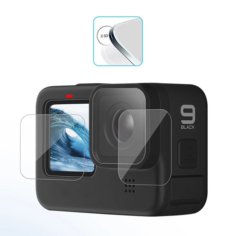 FLW361 for GoPro Hero 10/9 Anti-explosion Tempered Glass Film High Hardness Camera Lens + Back Screen + Front Screen Protector - 2