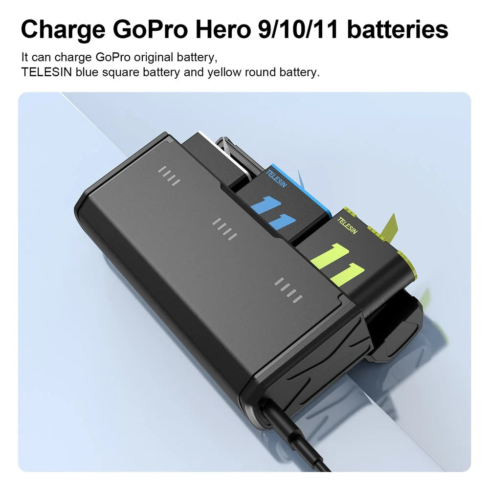 TELESIN GP-HPK-011 for GoPro Hero 9 / 10 / 11 3 Slots TF Card Storage Pocket Battery Charger Box - 7