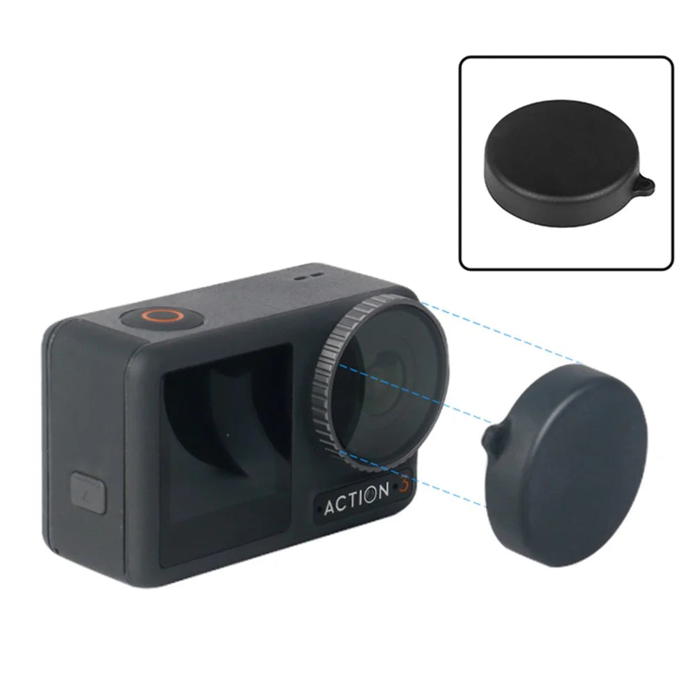 For DJI Osmo Action 3 / Action 4 Battery Storage Box Lens Cover Tempered Glass Screen Protector Set - 2