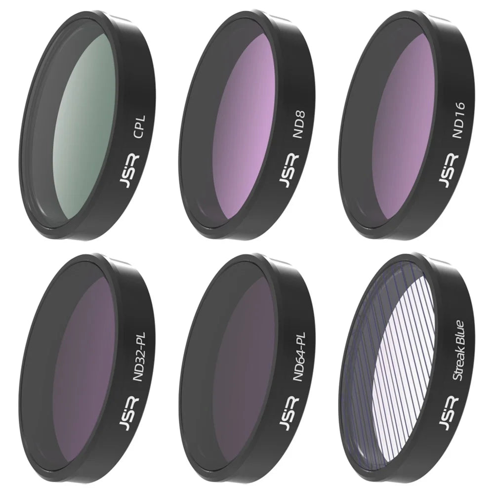 JUNESTAR JSR-1013-21 KB-6IN1 For DJI Osmo Action 4 / 3 Camera Filter CPL / ND8 / ND16 / ND32-PL / ND64-PL / Streak Blue Optical Glass Filter - 1