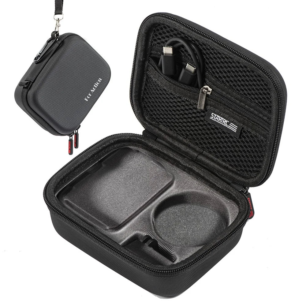 STARTRC 1126181 Storage Bag for DJI Action 4 , Hard PU Travel Box Carrying Case with Buckle+Strap - Standard Set - 1