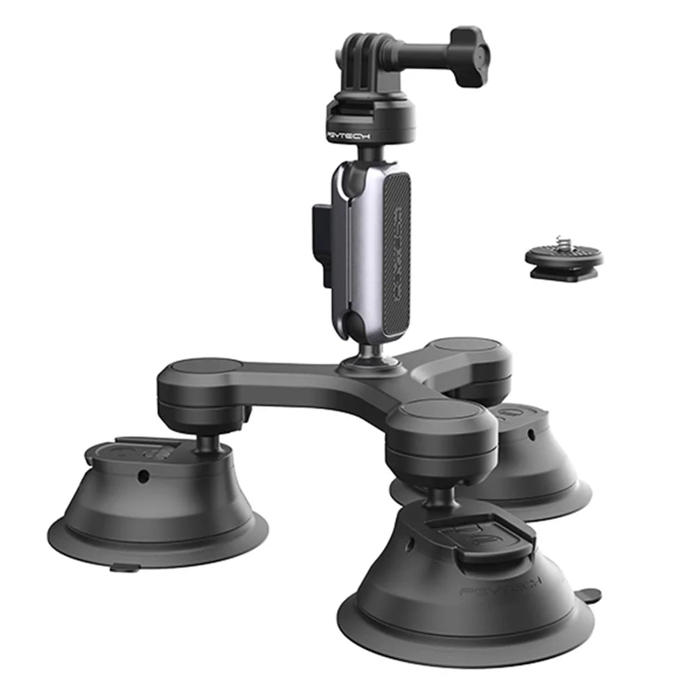 PGYTECH P-GM-224 CapLock Triple Suction Cup Bracket Mount with Ball Head for GoPro / Go3 / Action 4 / Mobile Phone - 1