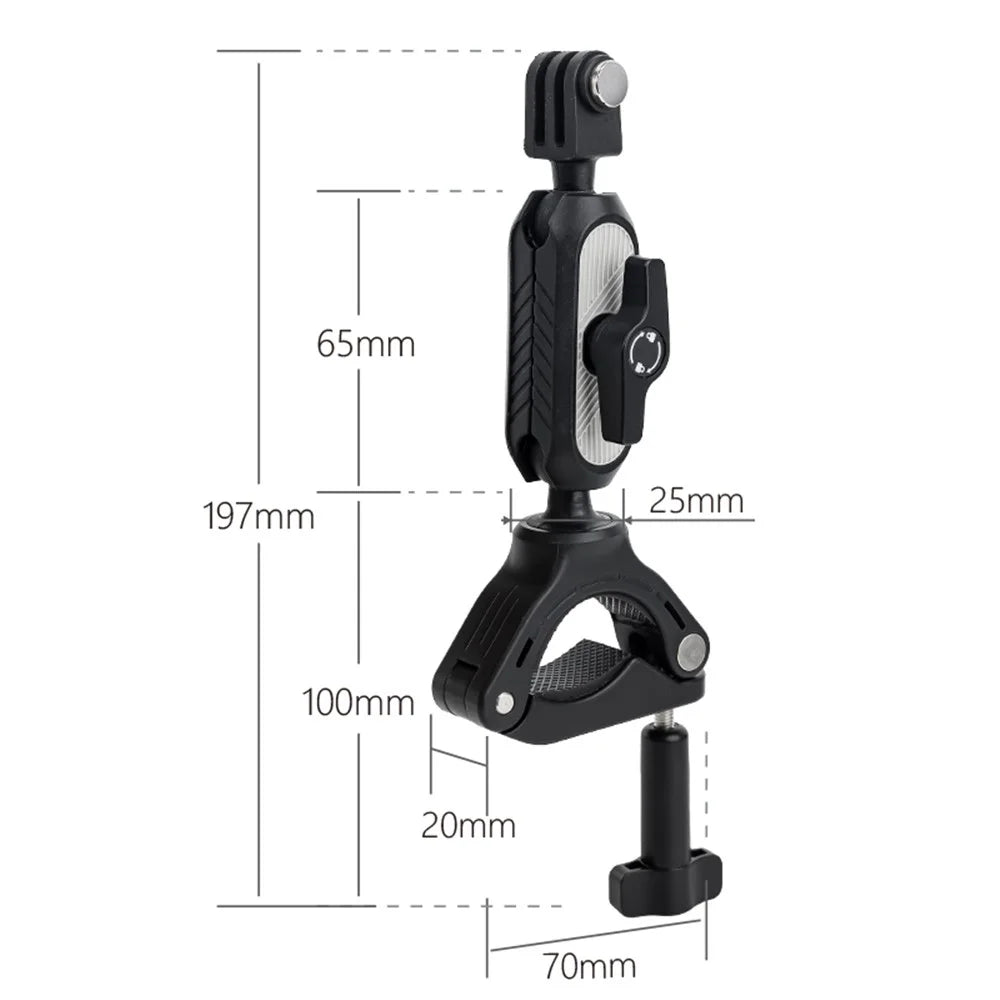 JUNNX JX-GP-10 Bike Handlebar Camera Mount Clamp for GoPro Hero 11 10 9, DJI 360-Degree Rotation Action Camera Bicycle Clip - 6