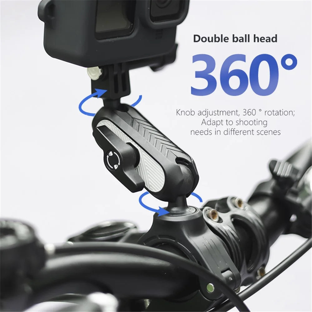 JUNNX JX-GP-10-A Bike Handlebar Camera Mount Clamp with Adapter for GoPro Hero 11 10 9, DJI, 360-Degree Rotation Bicycle Camera Holder - 3