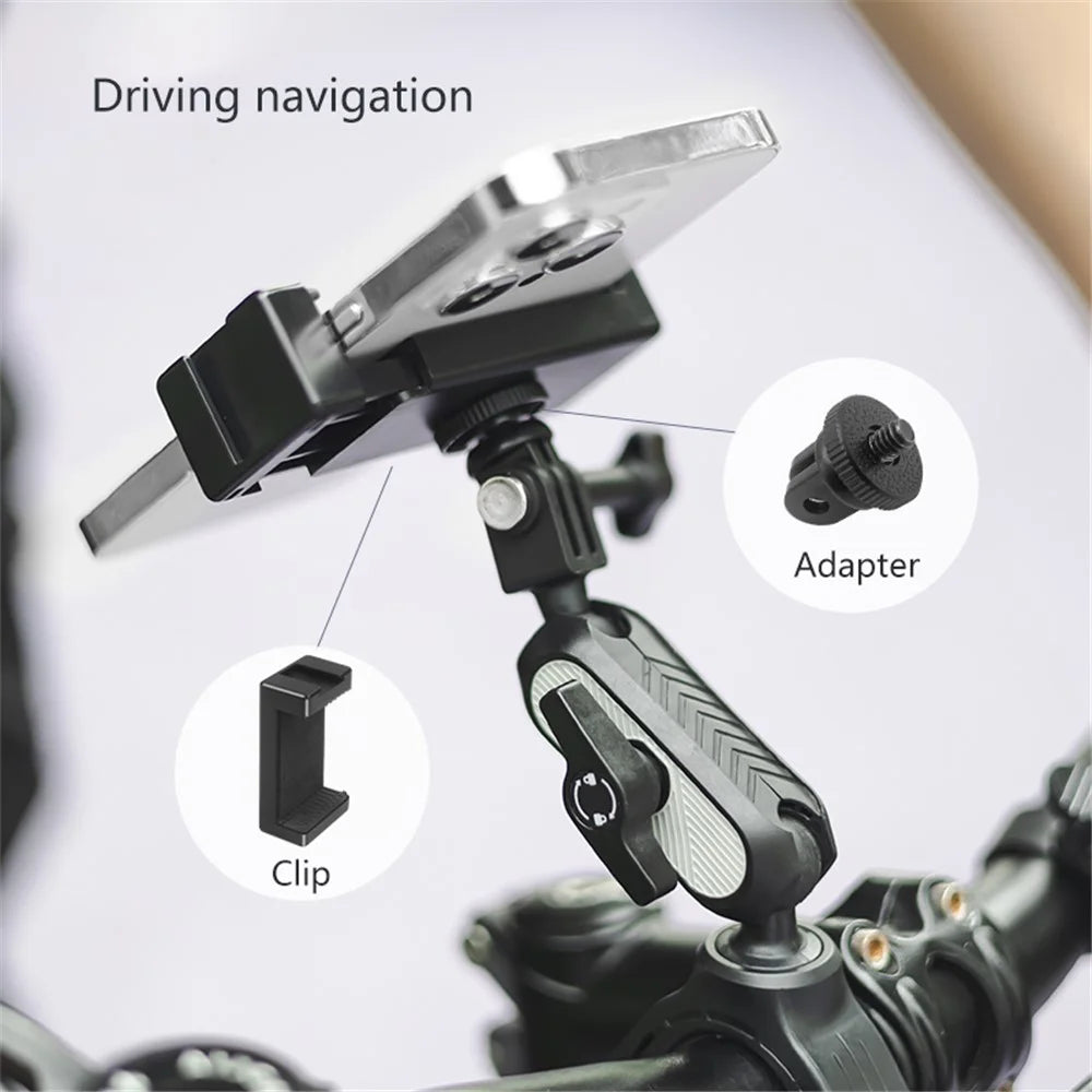 JUNNX JX-GP-10-A Bike Handlebar Camera Mount Clamp with Adapter for GoPro Hero 11 10 9, DJI, 360-Degree Rotation Bicycle Camera Holder - 5