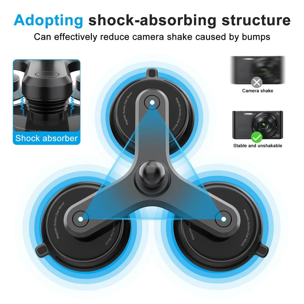 K03-3 Triple Magnetic Base Camera Magnetic Holder Mount with 360 Degree Rotating Ball Head - 6
