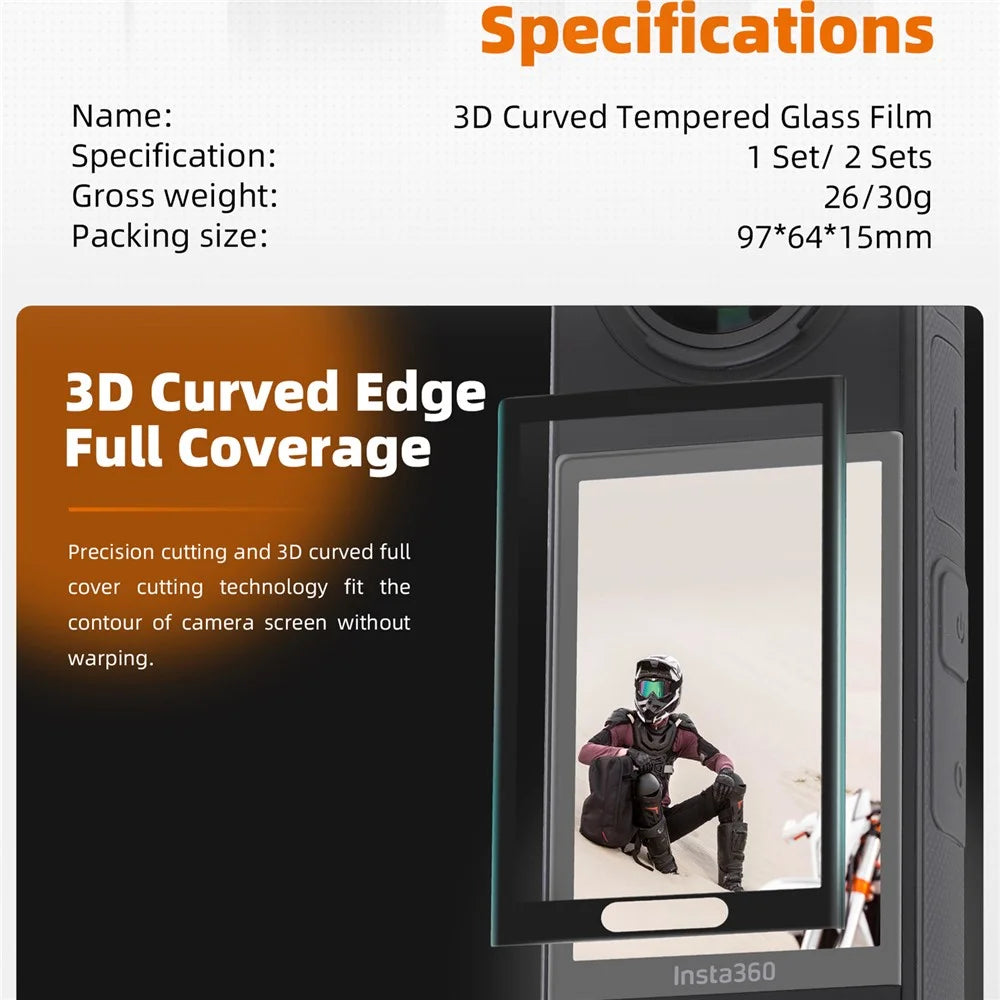 SUNNYLIFE IST-BHM798 For Insta360 X4 Sports Camera Curved Tempered Glass Screen Protector - 5