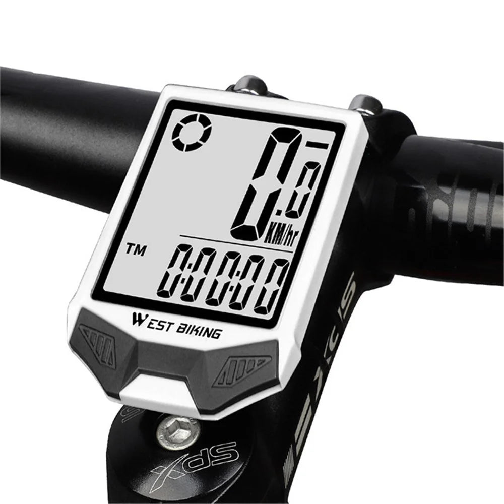 WEST BIKING Wireless Bicycle Computer Waterproof Dual Backlight Cycling Speedometer with Extension Bracket - White Backlight - 5