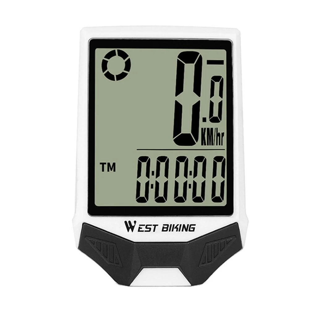 WEST BIKING Wireless Bicycle Computer Waterproof Dual Backlight Cycling Speedometer with Extension Bracket - White Backlight - 6