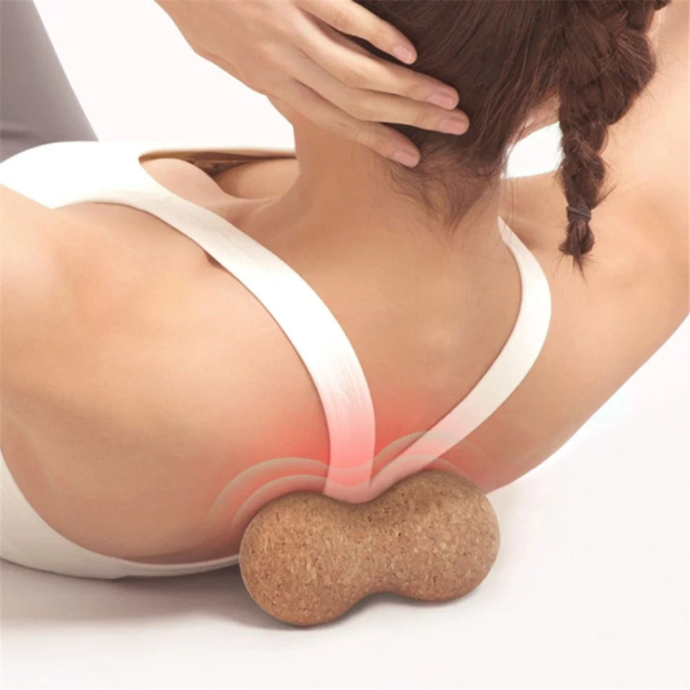 12x6CM Cork Deep Muscle Massage Ball Double Lacrosse Yoga Trigger Point Massager Small Massaging Tool - 2