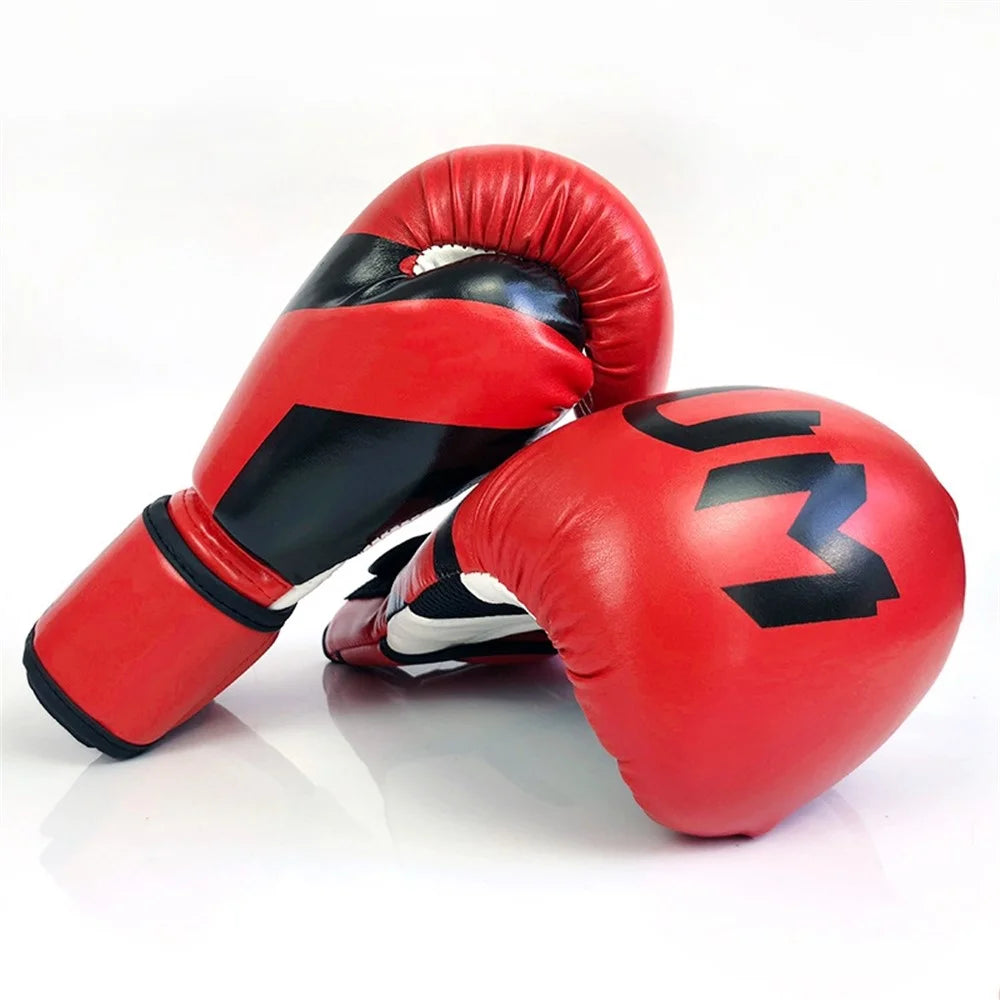 KAILUN NW-036 Men Women Kick Boxing Gloves Leather Karate Muay Thai Free Fight Training Gloves, 12oz - Red - 1