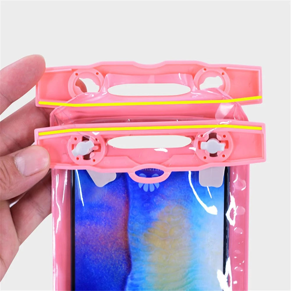 Waterproof Bag for Under 7.2-inches Cell Phone Universal Beach Pool Swimming Phone Pouch with Strap - Pink - 5