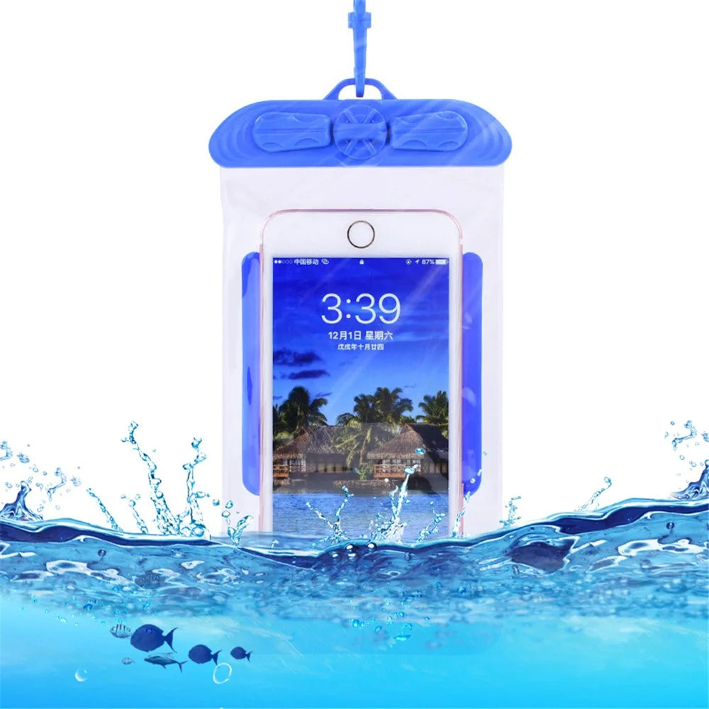T-35C Universal Waterproof Bag for 5.2-6.4 inches Cell Phone Beach Pool Dry Bag Pouch with Lanyard for Swimming - Blue - 1