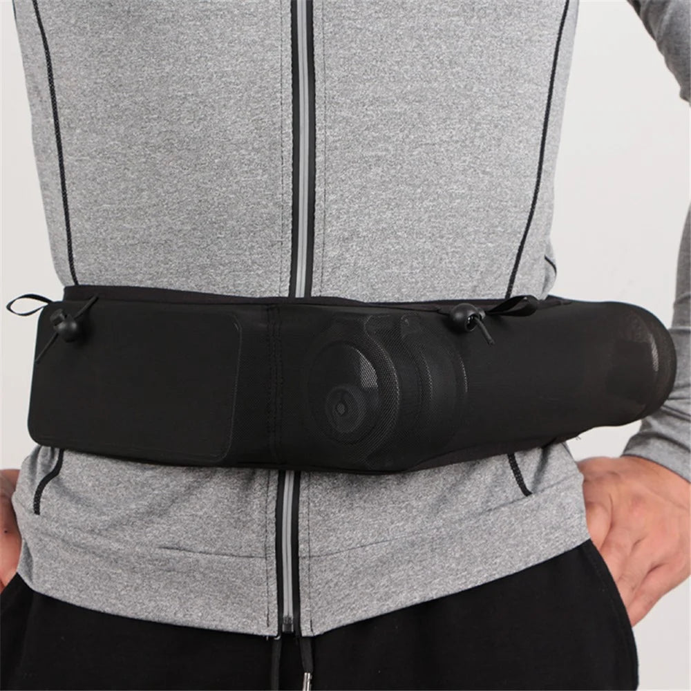 Sports Waist Bag Elastic Large Mesh Cell Phone Water Bottle Pouch for Running Cycling Climbing, Size: XL - Black - 3