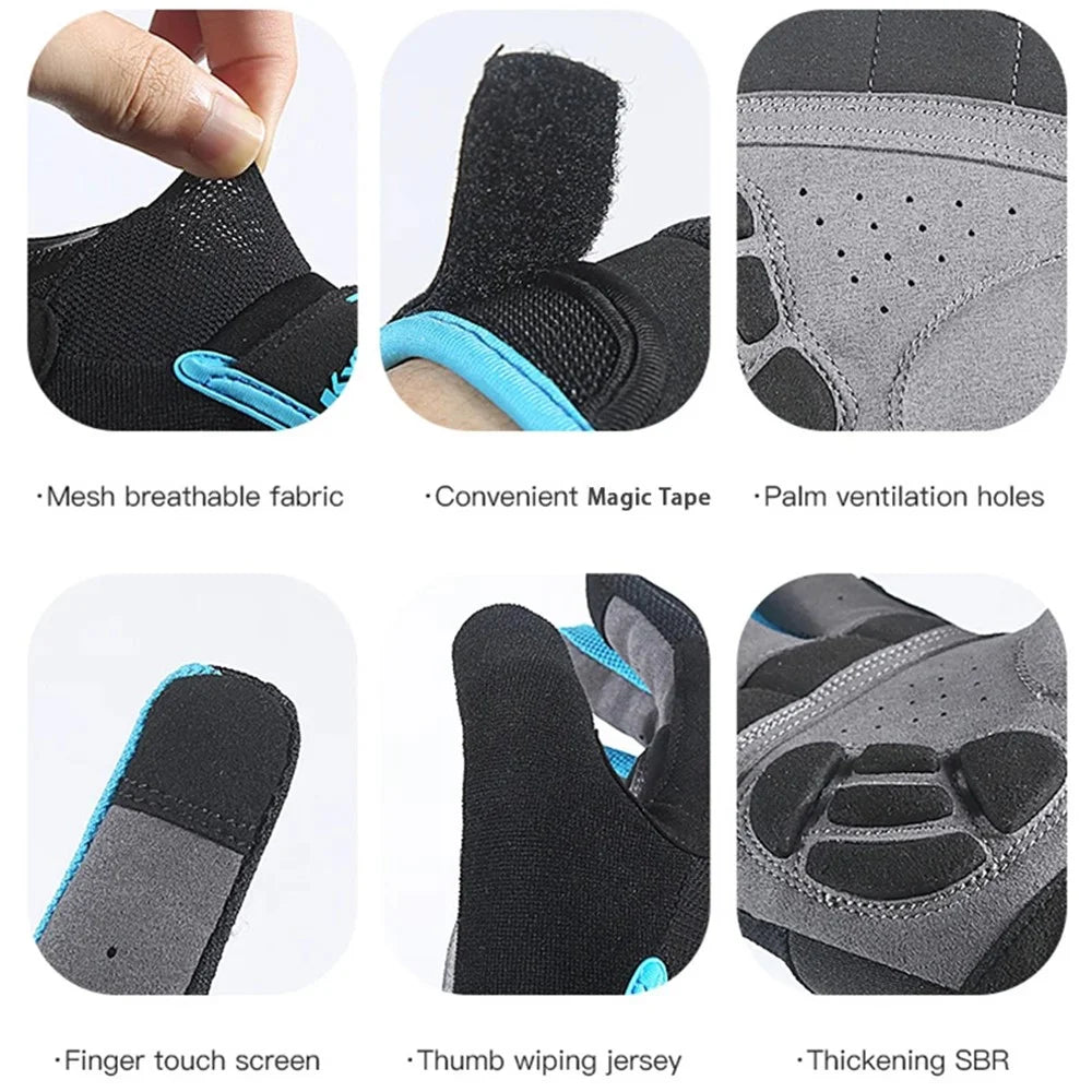 KYNCILOR A0023 1 Pair Breathable Cycling Gloves Touch Screen Bicycle Gloves Shockproof Bike Gloves - Blue / S - 6
