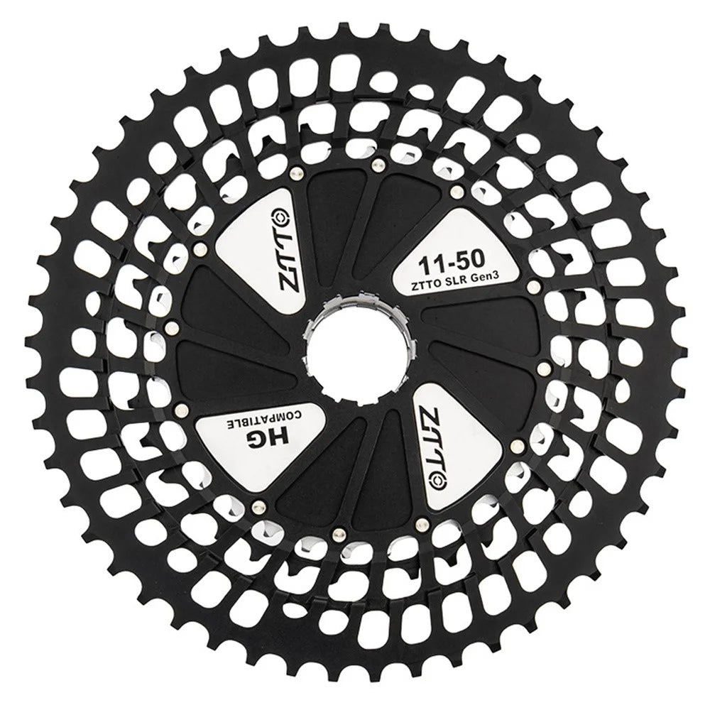 ZTTO 12 Speed 11-50T Ultra Light Aluminum Alloy + Steel Mountain Bike Cassette Freewheel for HG Hub - Black+Silver - 2