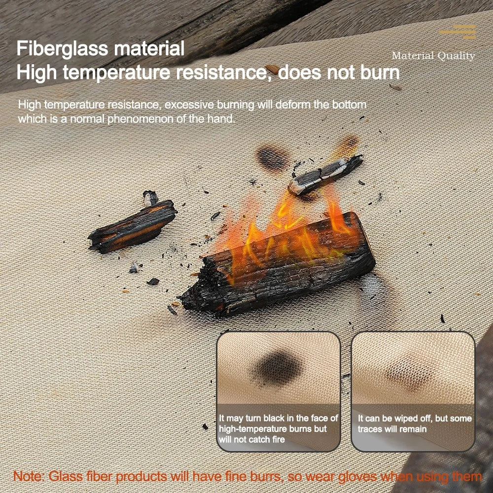 ISE MOUNT 100*100cm Camping Fireproof Cloth High Temperature Anti-Scald Flame Retardant Rug - 3
