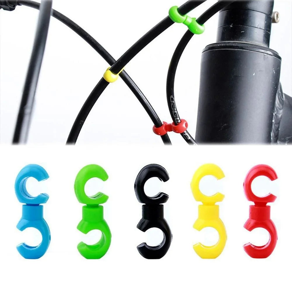 08DI0003 10Pcs Bike Cable Clips Bicycle Brake Cable Clips Rotating S Shape Hook MTB Brake Gear Housing Fixing Holder - Green - 4