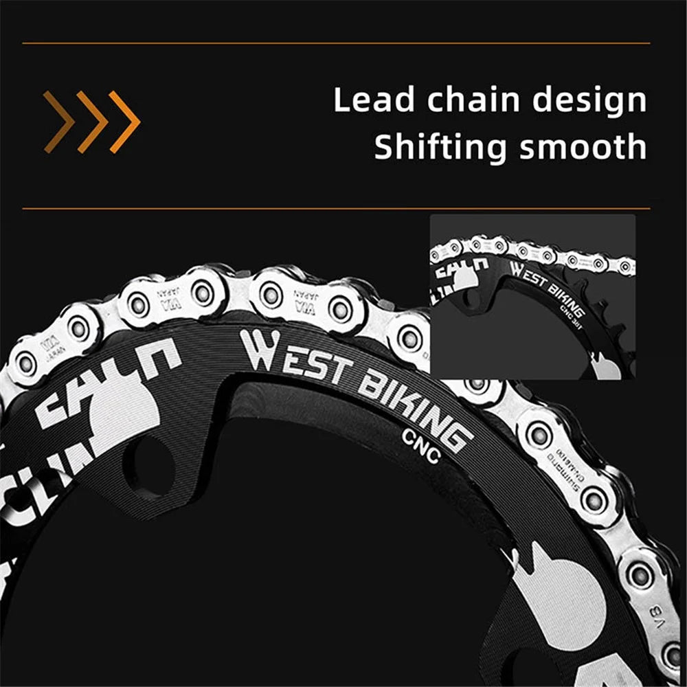 WEST BIKING MTB Bike Positive and Negative Tooth Single Chain Ring Aluminum Alloy CNC 104BCD 36T Chainring - Black - 4