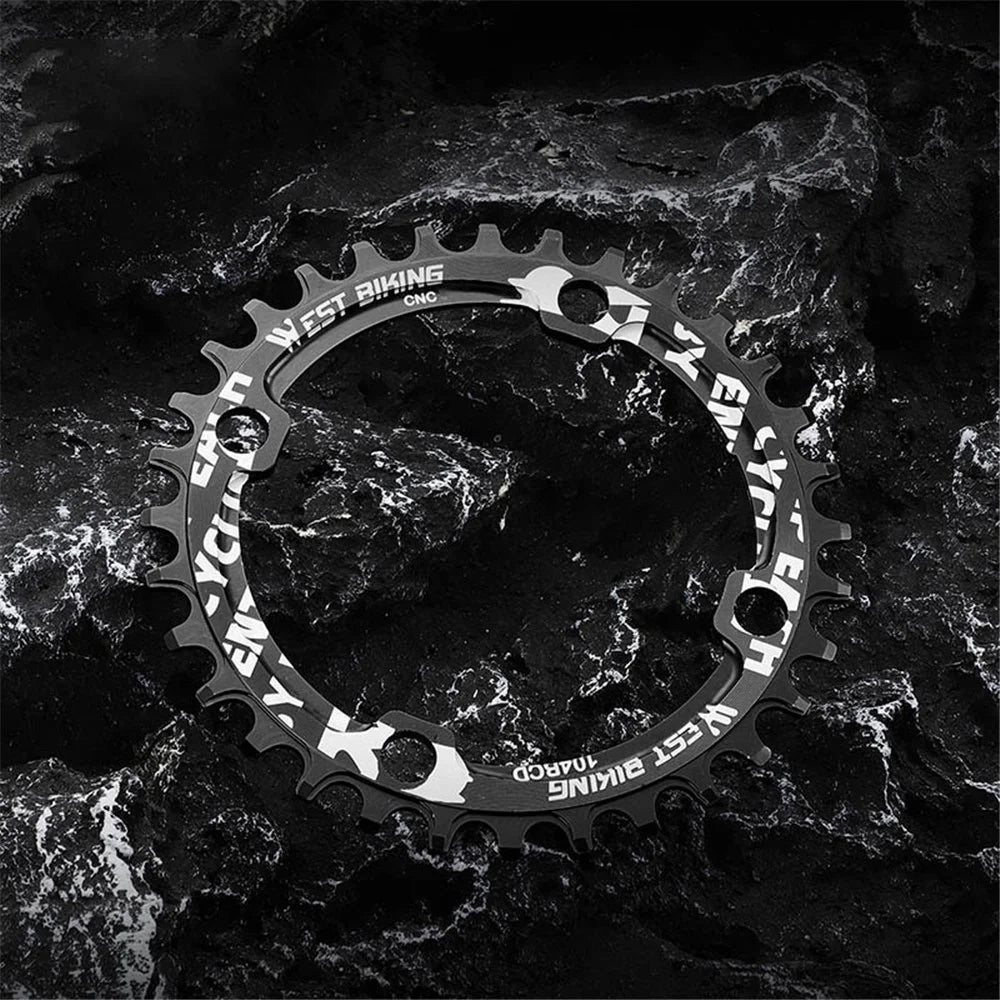 WEST BIKING MTB Bike Positive and Negative Tooth Single Chain Ring Aluminum Alloy CNC 104BCD 36T Chainring - Black - 7