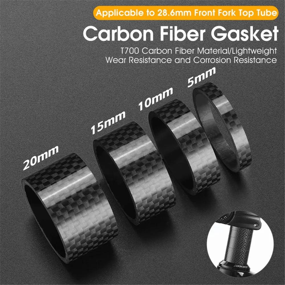 WEST BIKING 15mm MTB Bike Front Fork Spare Parts Carbon Fiber Bicycle Stem Spacer Fork Gasket - 3