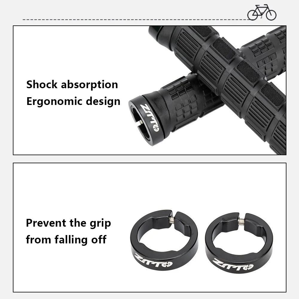 ZTTO AG38 Single-sided Locking Rubber Handlebar Grips MTB Bike Bicycle Handle Grips - Black - 2