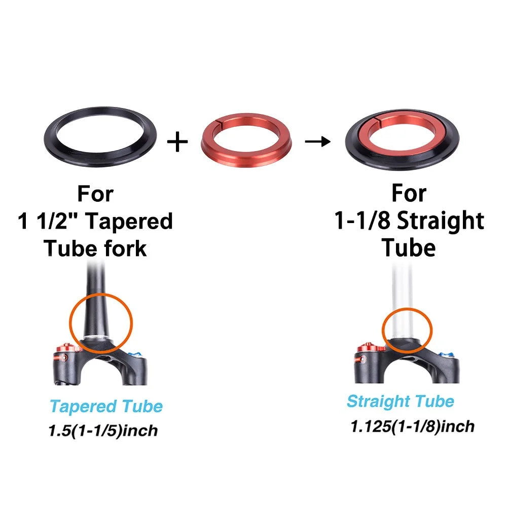 ZTTO 4455ST Aluminum Alloy Bike Headset Tapered / Straight Tube Front Fork Bearing Headset - 3