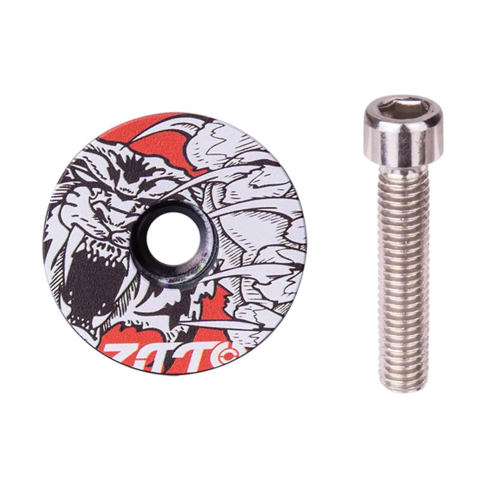 ZTTO 28.6mm Bike Front Fork Stem Top Caps Aluminum Alloy Bicycle Headset Top Covers with Bolts - Style A - 1