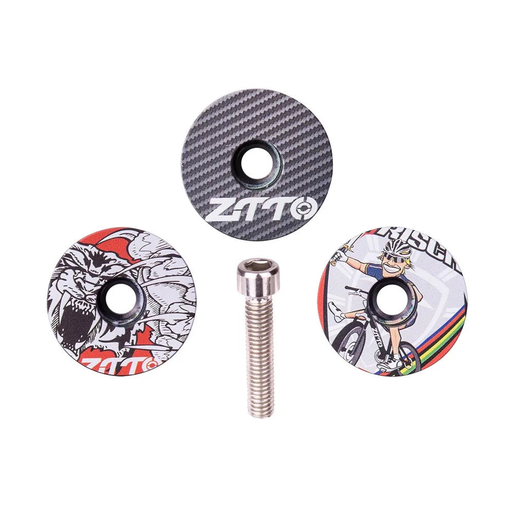 ZTTO 28.6mm Bike Front Fork Stem Top Caps Aluminum Alloy Bicycle Headset Top Covers with Bolts - Style A - 4