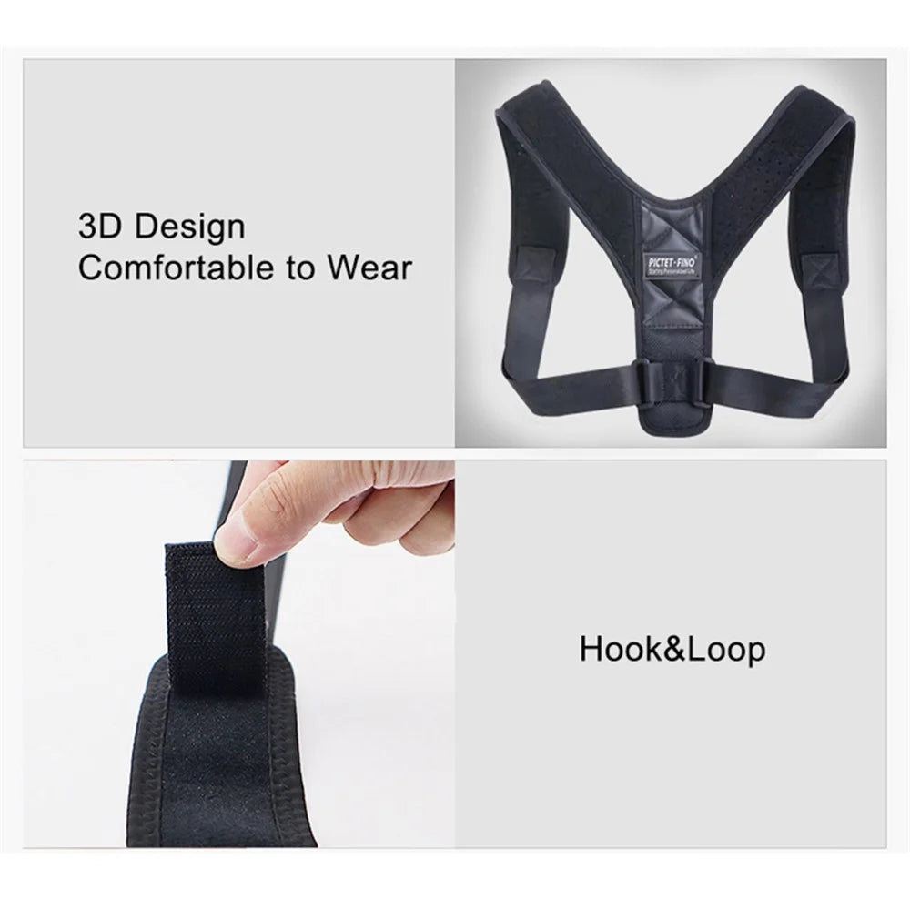 PICTET.FINO RH58 Adjustable Spine Back Brace Posture Corrector Men Women Posture Correction Lumbar Support Belt - Black, S - 4