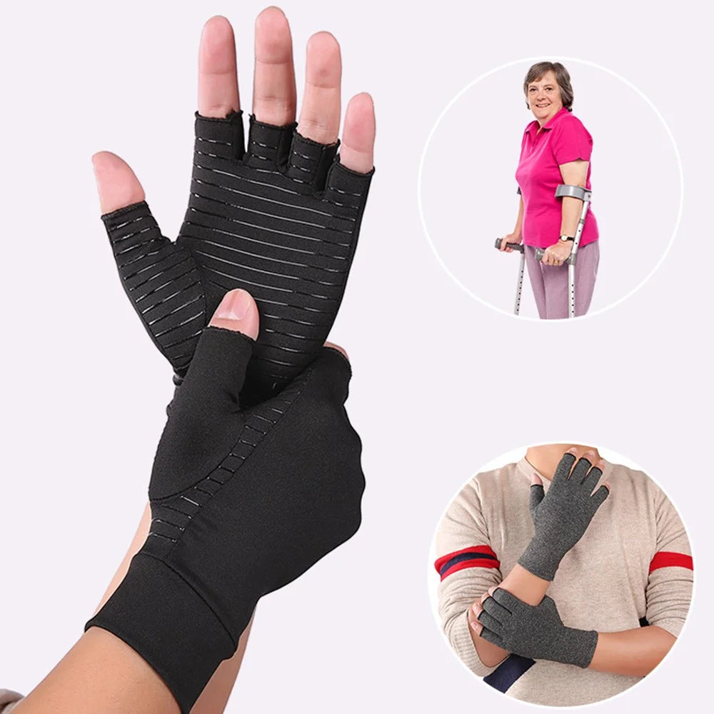 KYNCILOR A0048 One Pair Compression Gloves Half Finger Breathable Gloves for Arthritis, Swelling and Pain Relief, Relaxation and Recovery of Hand, Wrist and Joint - S - 6