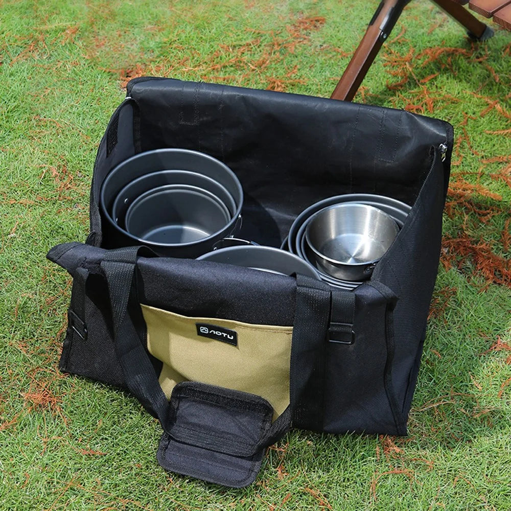 AOTU AT6550 Log Carrier Bag Oxford Cloth Tote Bag Picnic Utensil Storage Handbag for Hiking Camping - 4