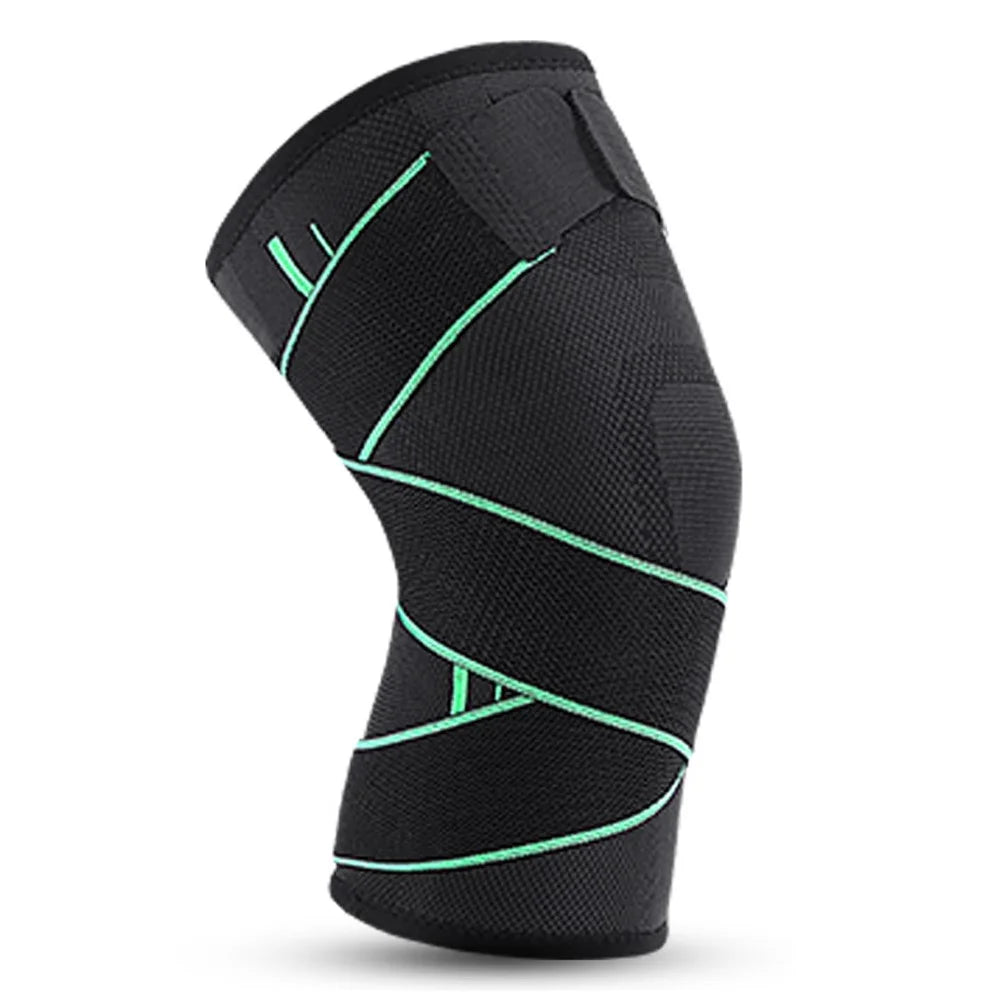 KYNCILOR AB028 1/Pc Non-slip Knee Support Brace for Running Hiking Basketball Joint Pain Relief Elastic Knee Protector Pads with Straps - Green/ S - 1