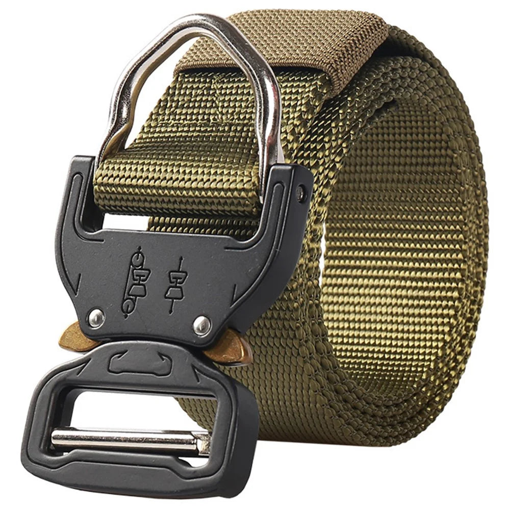 SN-006 3.8cm Men Tactical Belt Military Imitation Nylon Waistband with Quick Release Buckle, Length: 125cm - Green - 1