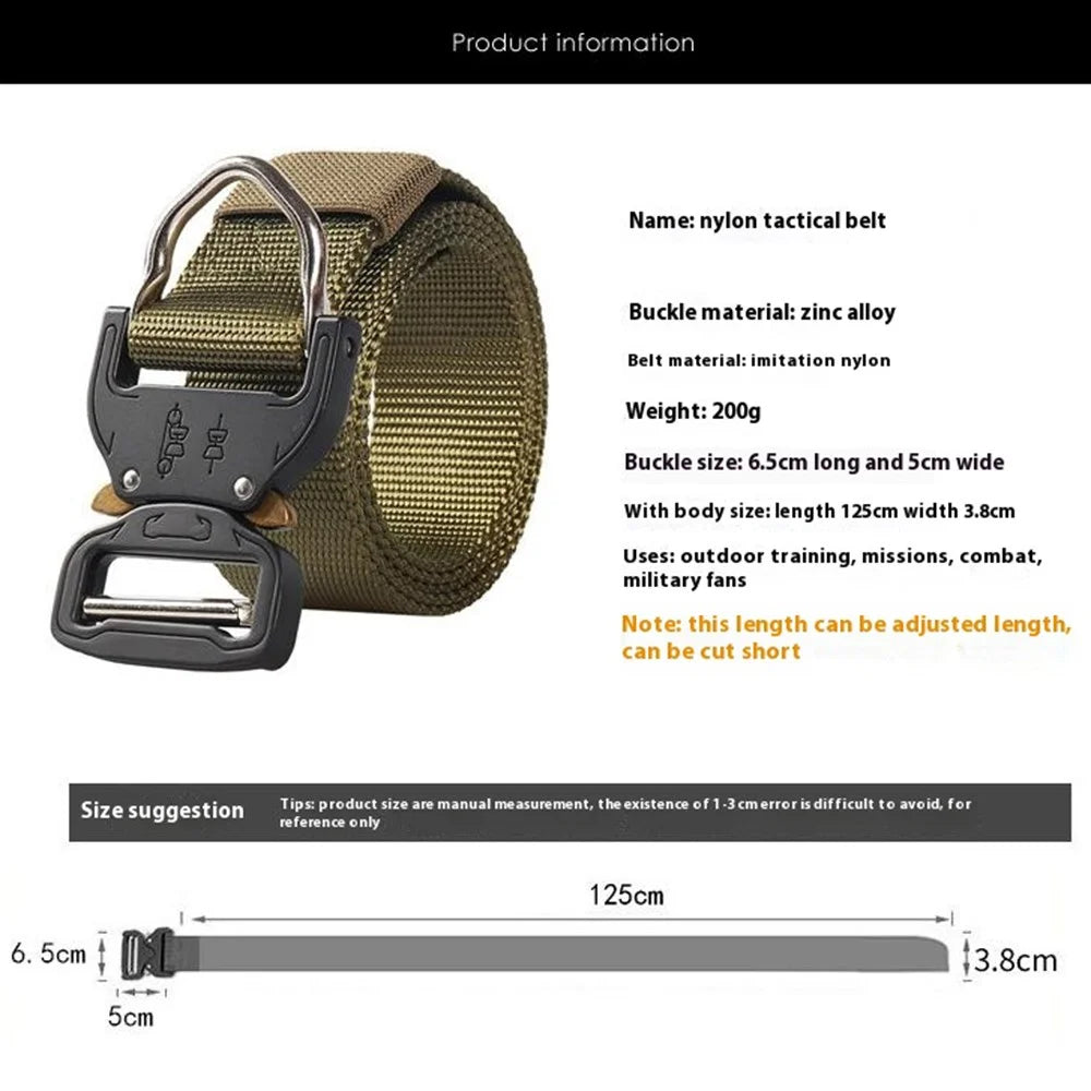 SN-006 3.8cm Men Tactical Belt Military Imitation Nylon Waistband with Quick Release Buckle, Length: 125cm - Green - 5