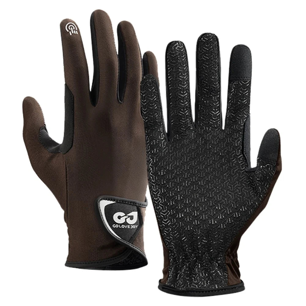 GOLOVEJOY XG83 Professional Equestrian Gloves Summer Ice Silk Anti-Slip Touch Screen Mittens - Brown / S - 1