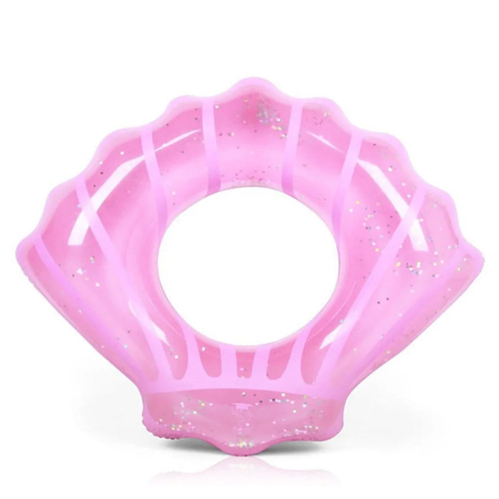 80*90cm Sequins Shell Shape Inflatable Swimming Ring Summer Pool Toy - Pink - 6
