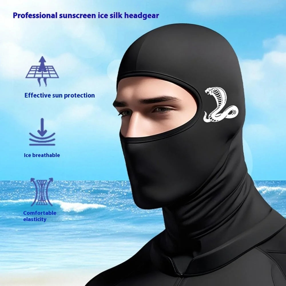 Windproof Cycling Full Face Mask Milk Silk Summer Outdoor Sun Protection Hood Balaclava - Black / TBTT-001 - 3