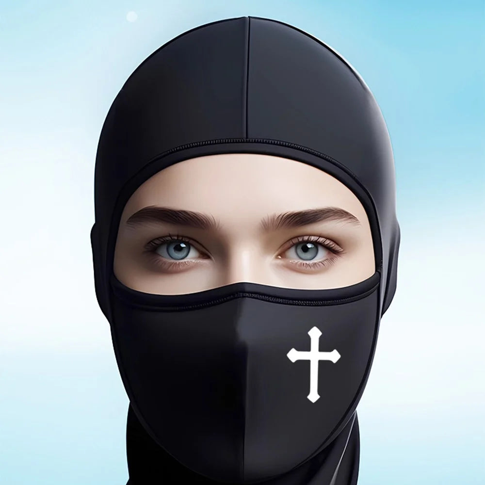 Windproof Cycling Full Face Mask Milk Silk Summer Outdoor Sun Protection Hood Balaclava - Black / TBTT-001 - 5