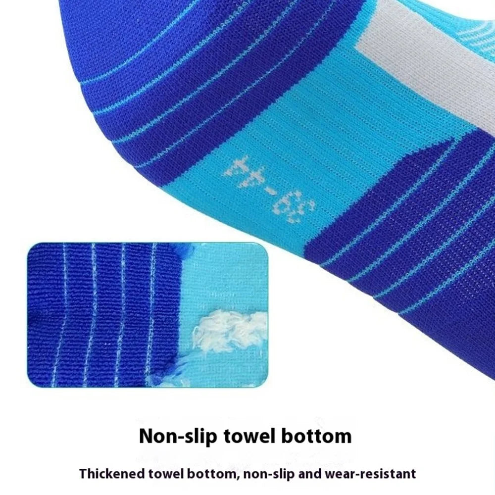 PORFIN JCB3020 Running Socks Summer Athletic Socks Quick Dry Non Slip Sports Ankle Socks, Size M: 34-38 - Lake Blue - 5