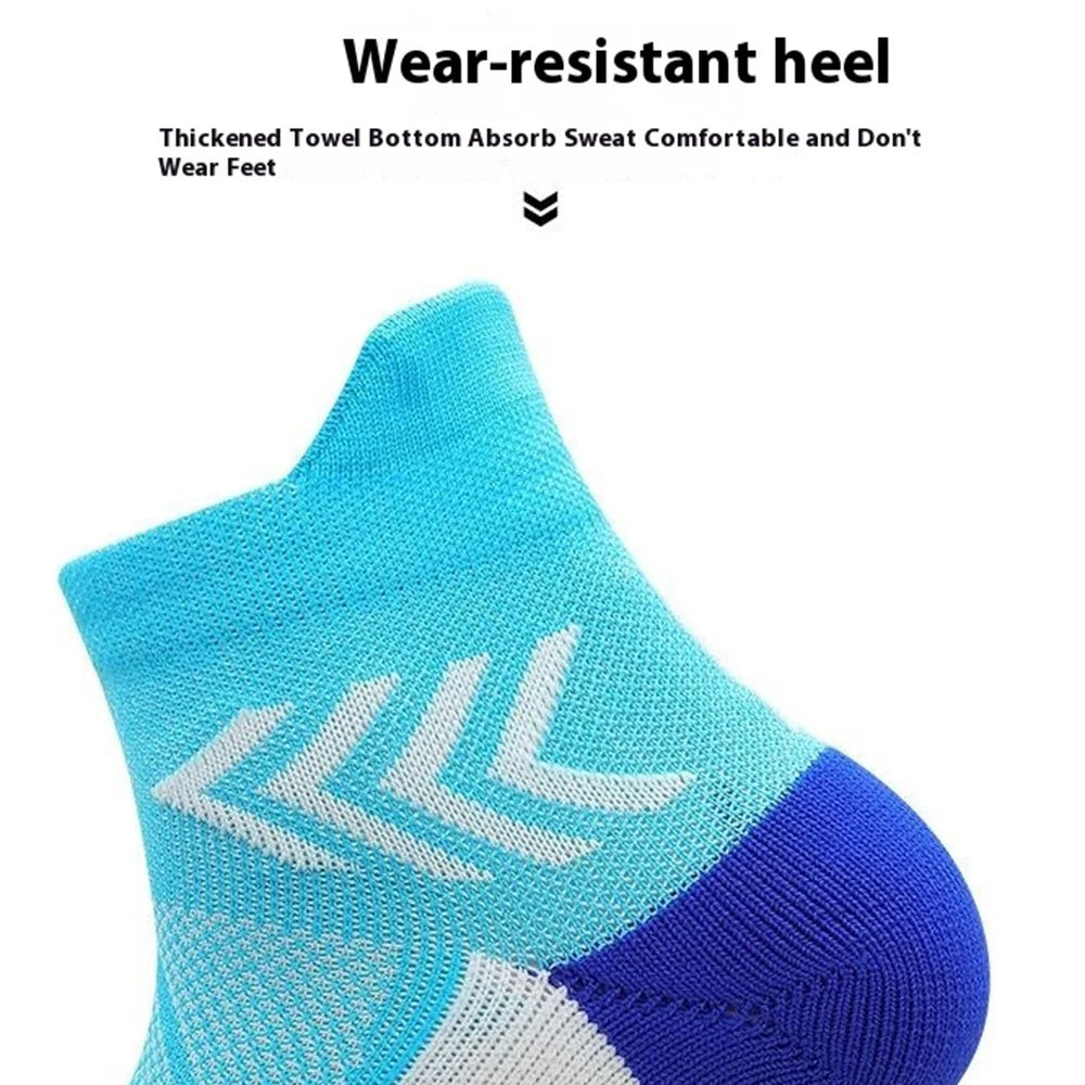 PORFIN JCB3020 Running Socks Summer Athletic Socks Quick Dry Non Slip Sports Ankle Socks, Size L: 39-44 - Lake Blue - 3