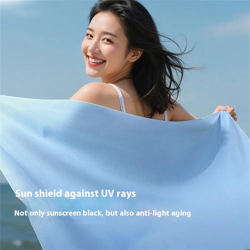 GOLOVEJOY LJ05 Beach Towel Wrap with Button Quick Dry Absorbent Swimsuit Cover Up, 80 x 130cm - Sky Blue - 6