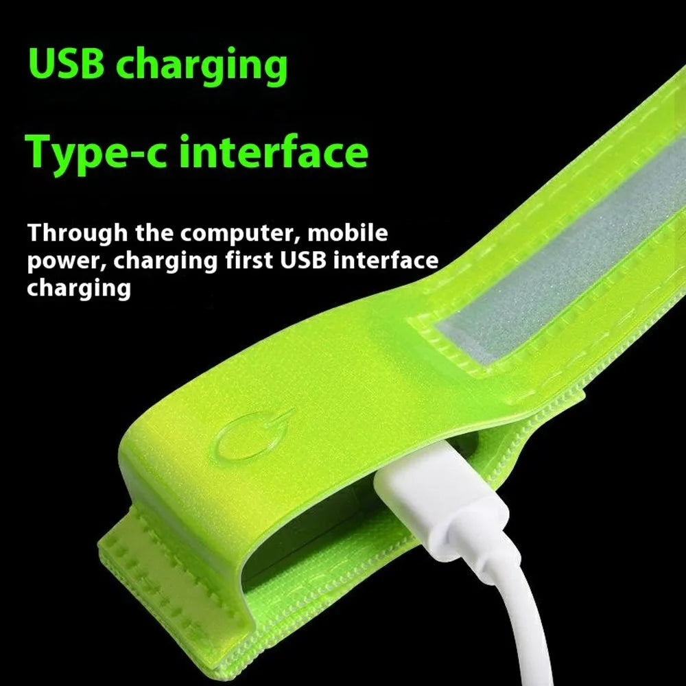 L8 2Pcs USB Rechargeable Reflective Armband Cycling Night Running Sports LED Light Arm Band - Green - 4