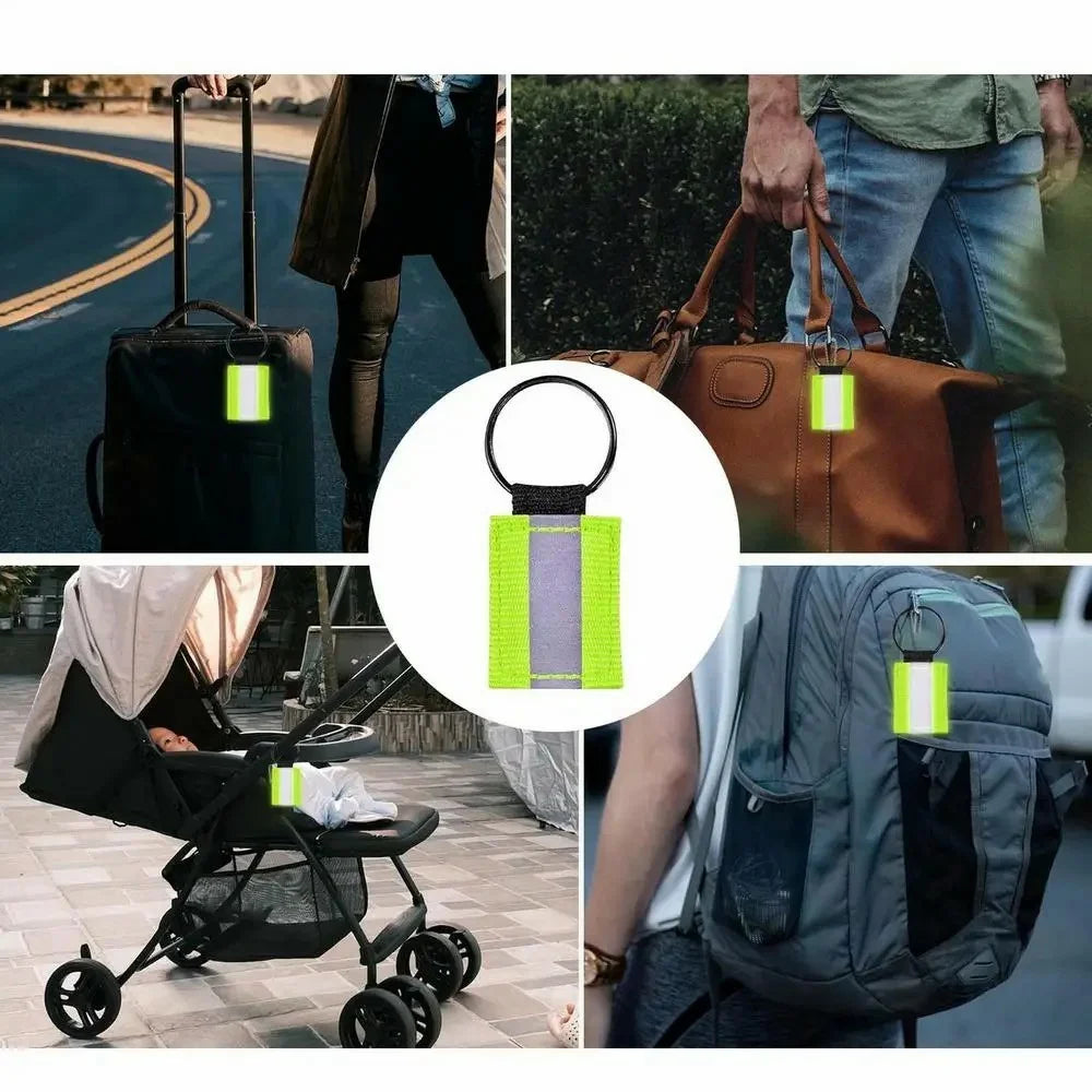 10Pcs Reflective Safety Key Ring Night Outdoor Activities Visibility Enhancing Pendants - Black - 2