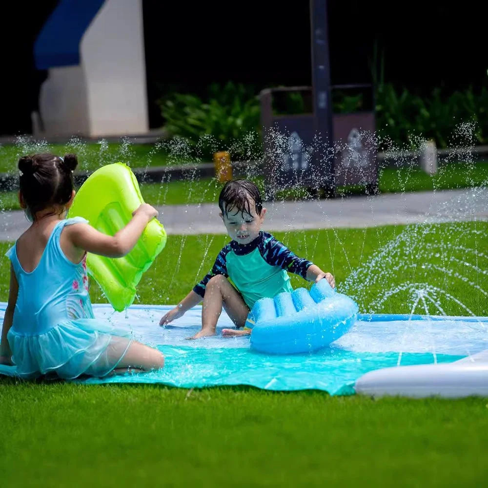 550cm Outdoor Inflatable Water Slide PVC Lawn Slip Interactive Aqua Glide Whale Shaped Waterslide Toy - 3