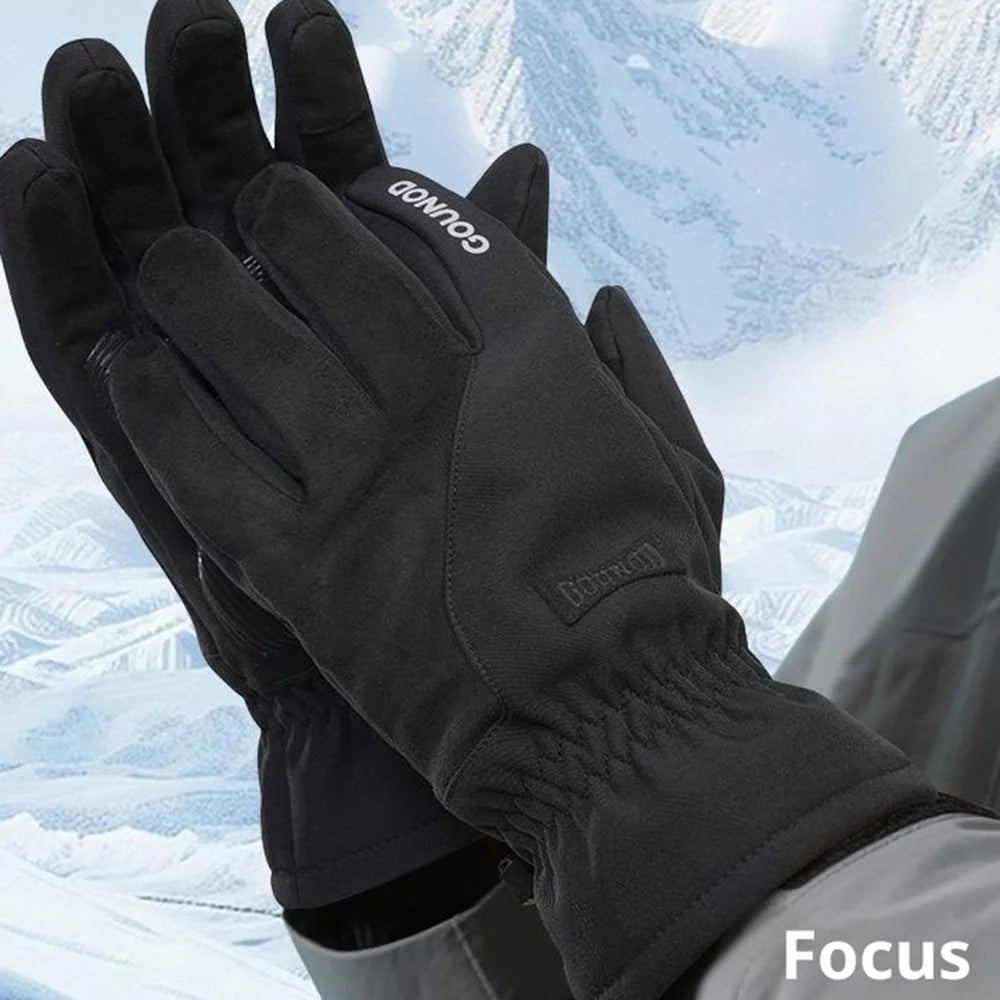 GOUNOD GL087 Full Finger Ski Gloves Winter Fleece Lined Windproof Touchscreen Mittens for Outdoor Cycling Climbing - Black / XS - 5
